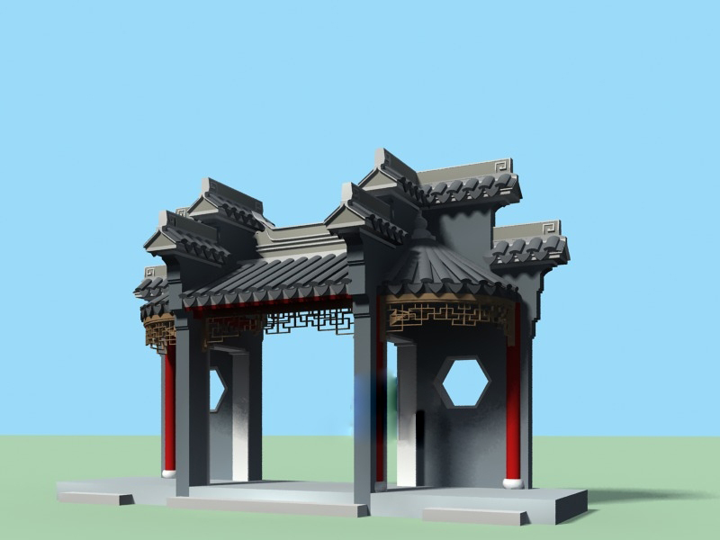 别墅仿古门3dmax模型效果图1.jpg